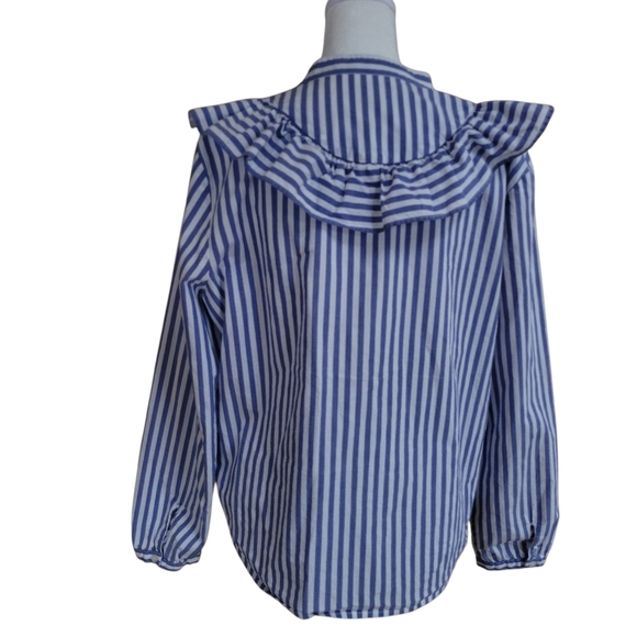Like New Madewell Whitney Ruffle Long Sleeve Button Up 100% Blouse Size XL - Picture 6 of 10